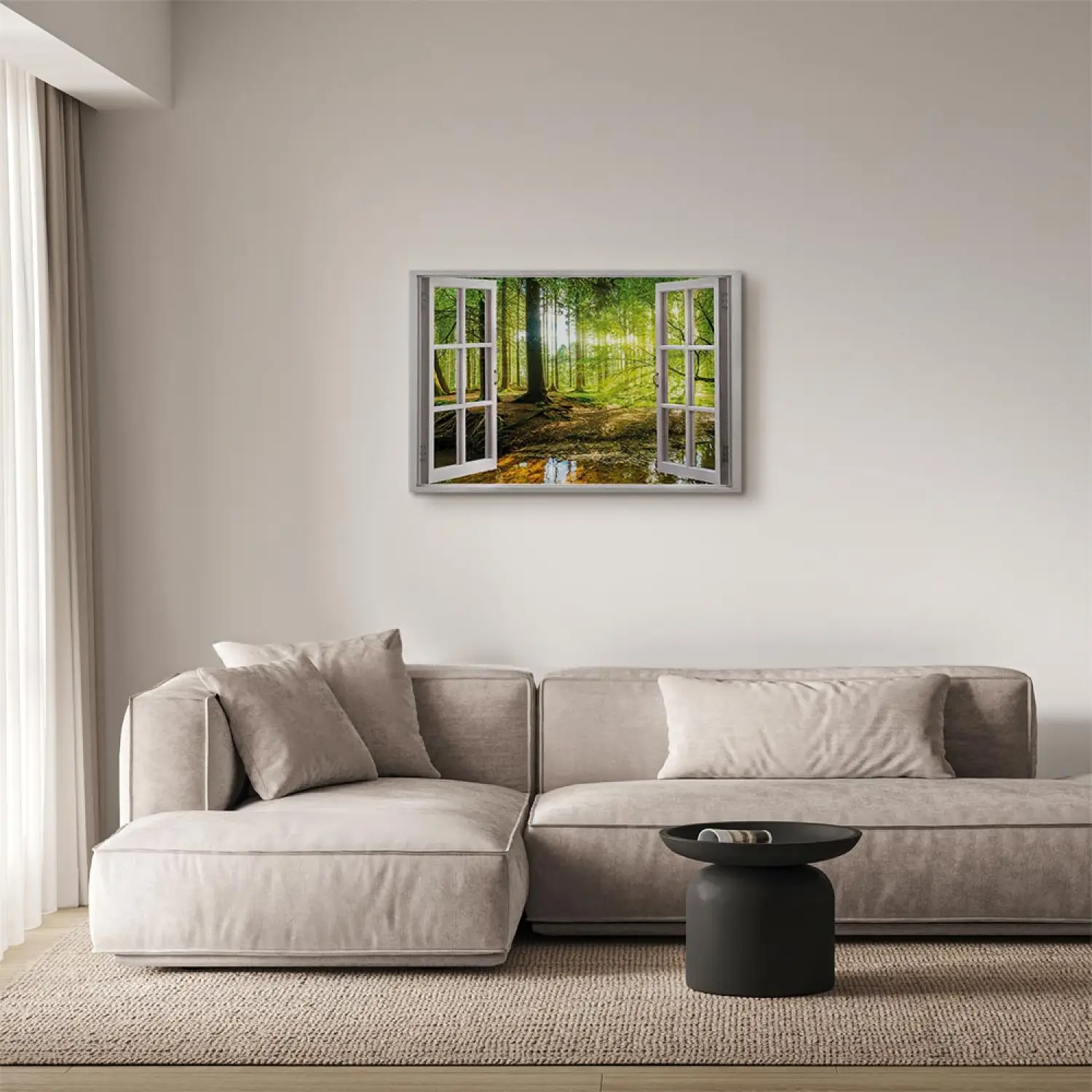 Tableau sur toile Fenêtre ouverte blanche - Surfer