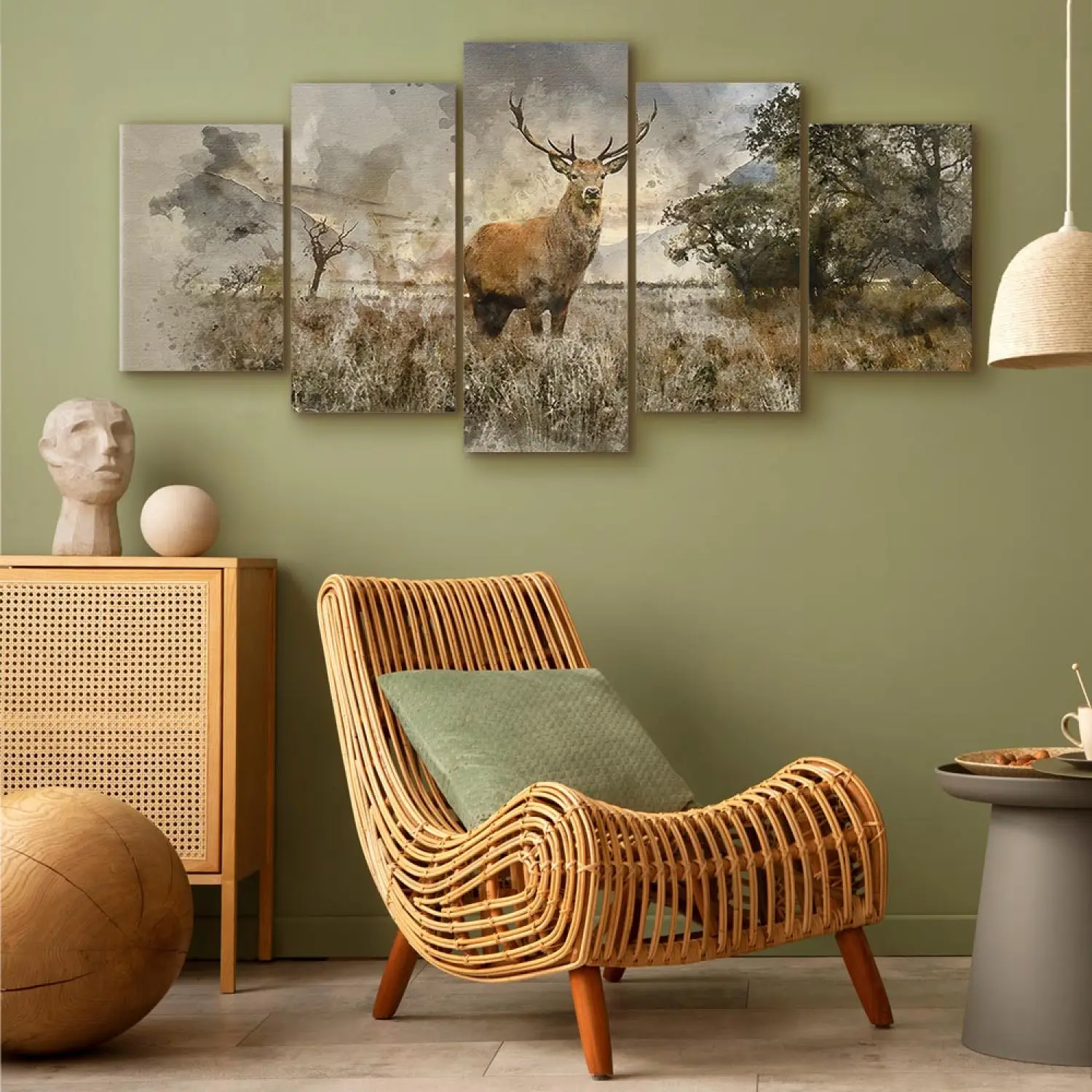 Peinture sur toile représentant un cerf dans la forêt - Reproduction de photos sur toile - Affiches et