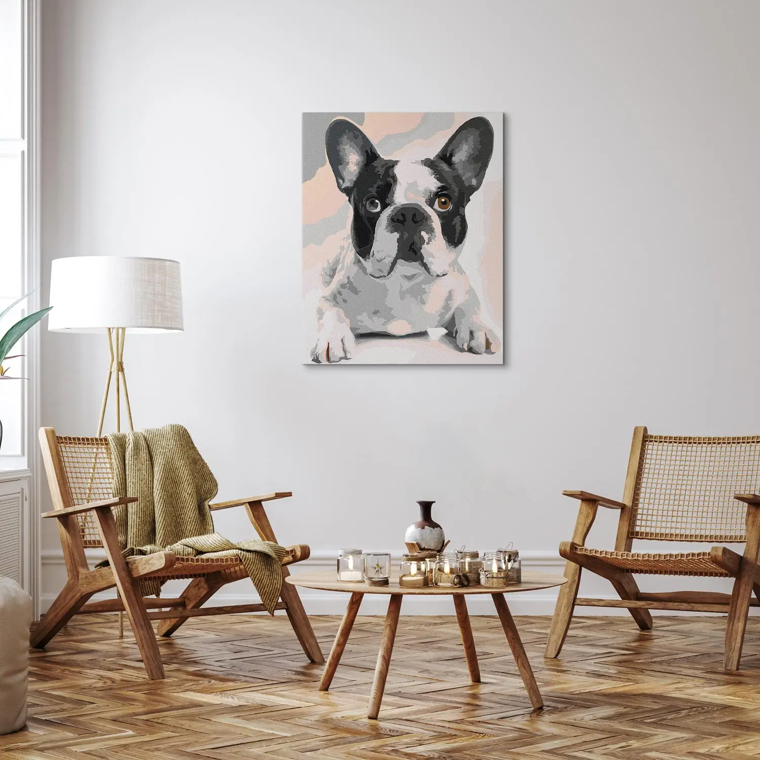 Peinture Par Numéros Bouledogue Français Fluorescent - Toile 30x40cm Pour Adultes Et Enfants