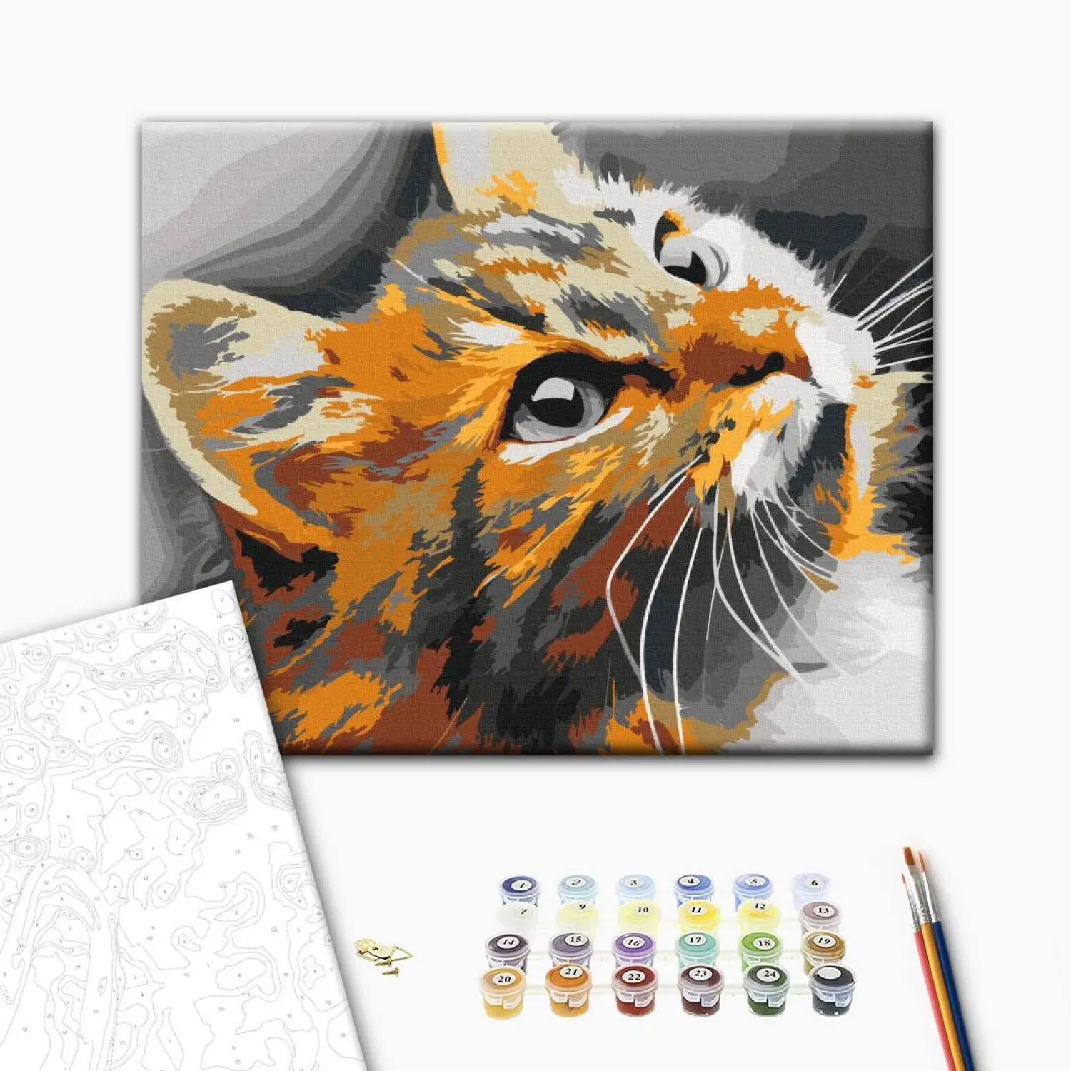 RICUVED Kit Peinture Par Numéros Chat – Avec Cadre Bois – Activité Créative Adultes & Enfants – Toile 20x30cm – Idée Cadeau DIY