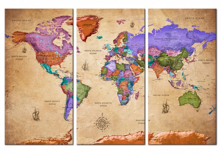 Carte du monde politique Carte du monde avec des épingles Planisphère image  sur toile Carte du monde murale punaise Toile mappemonde -  France