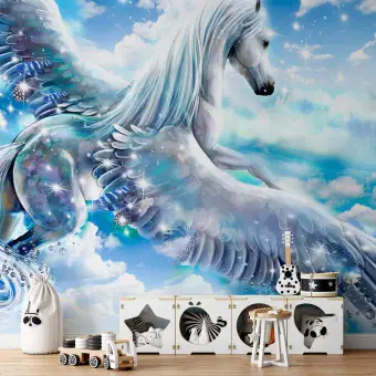 Tapisserie Murale Vintage ATC 80's Licorne Cabrée Arc-en-ciel Velours 53x34 Style Rétro