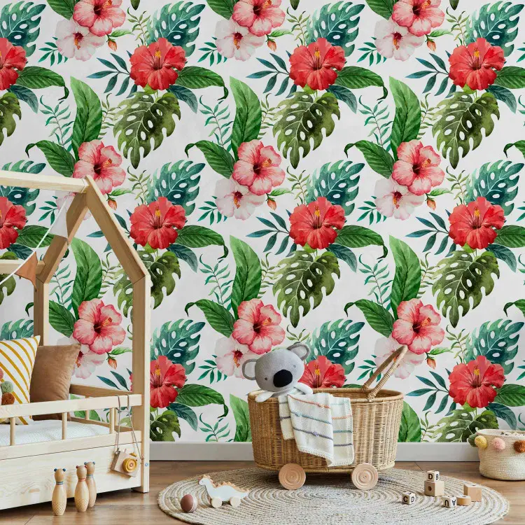 Fleurs tropicales (rouge)