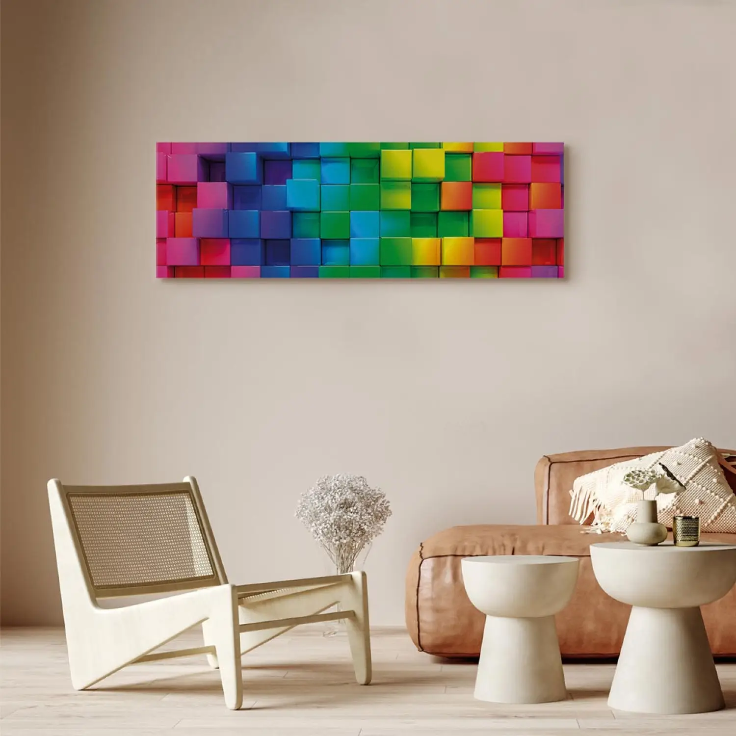 Impression Sur Toile 90x30cm – Formes Minimalistes Pastel – Tableau Moderne ARTTOR