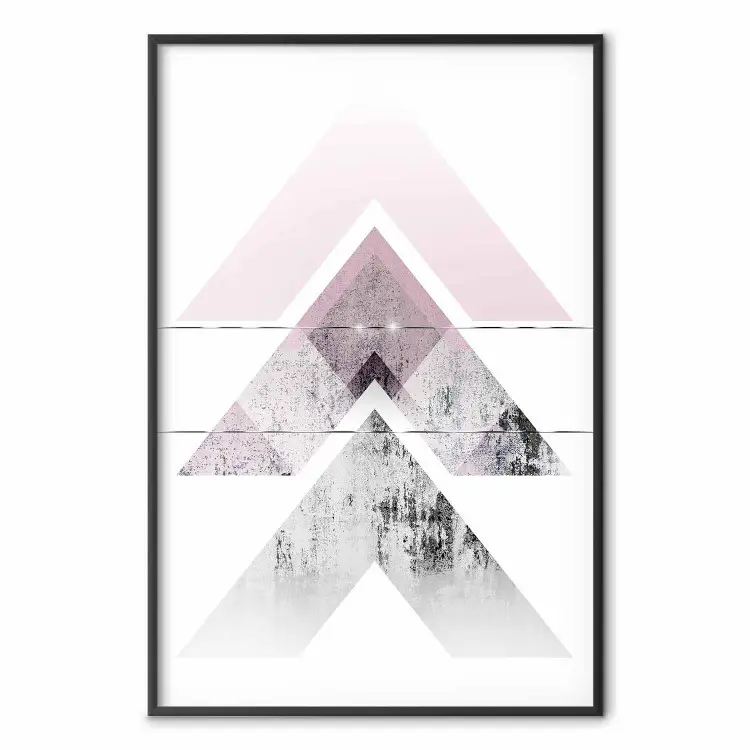 Accélération - abstraction géométrique en tons de rose sur fond blanc