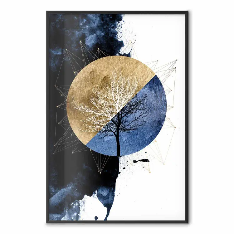 Jour et nuit - abstraction géométrique contrastée avec motif végétal