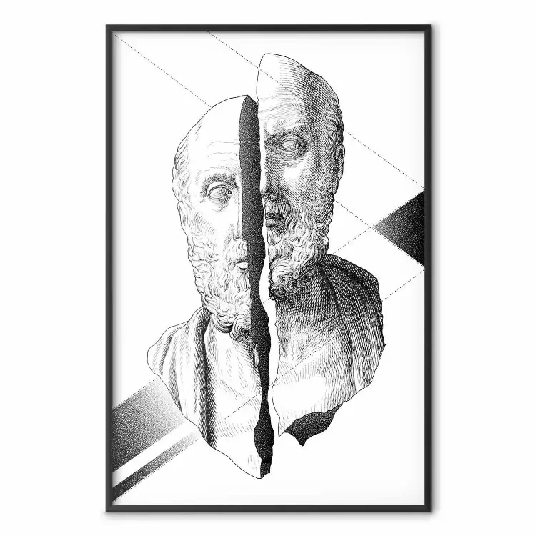 Sculpture de Socrate fissurée - dessin géométrique