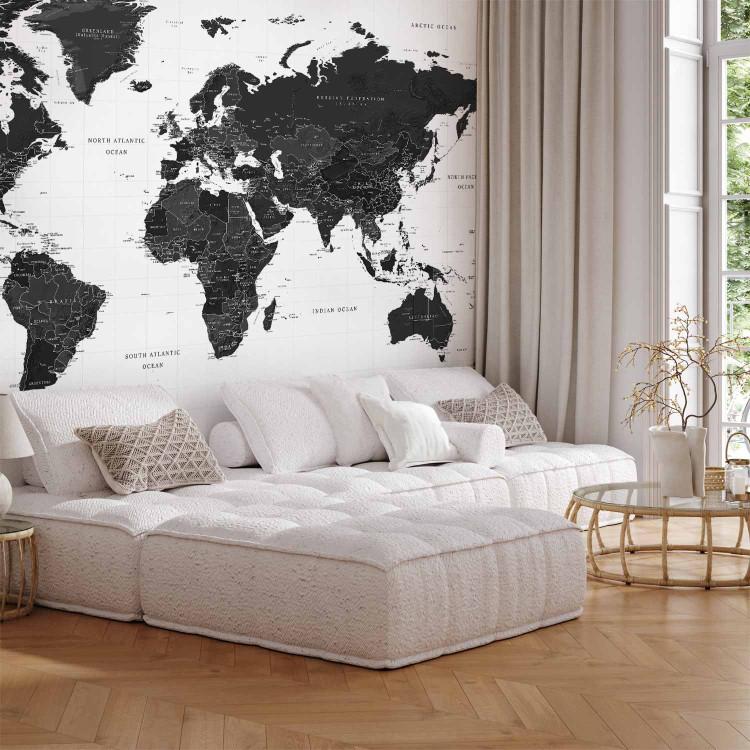 Carte du Monde mappemonde murale papier - bleu, Linge de maison et  décoration