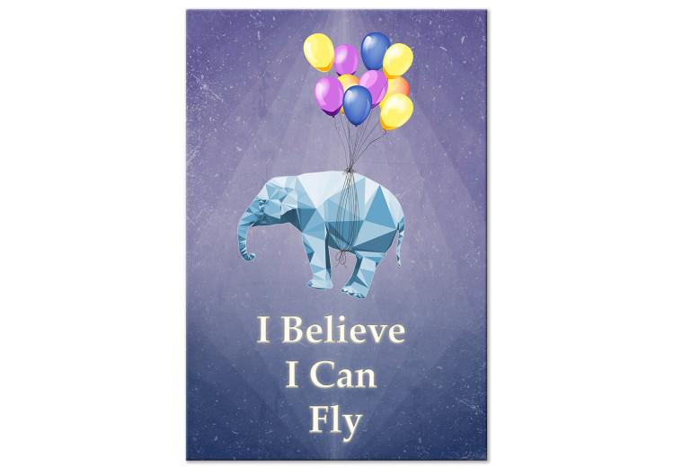 Tableau sur toile I believe I can fly (1 pièce) - éléphant volant avec des ballons
