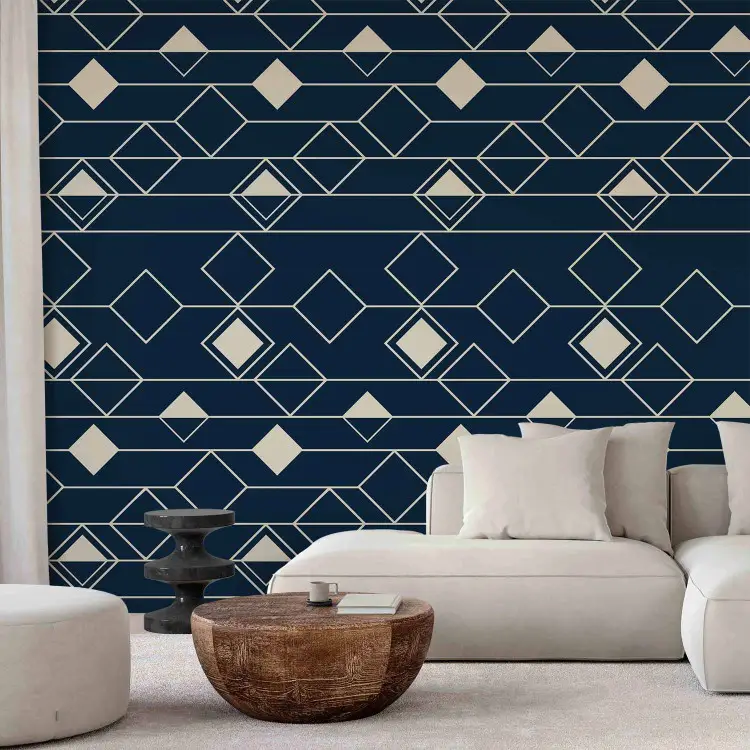Triangles et carrés (bleu marine)