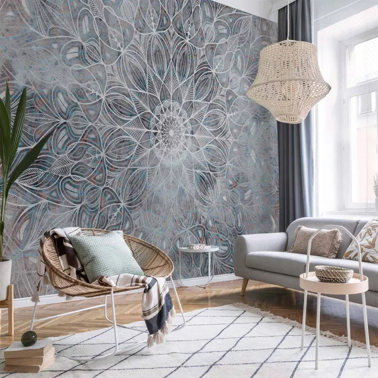 Mandala voilée - motif oriental aux nuances de bleu
