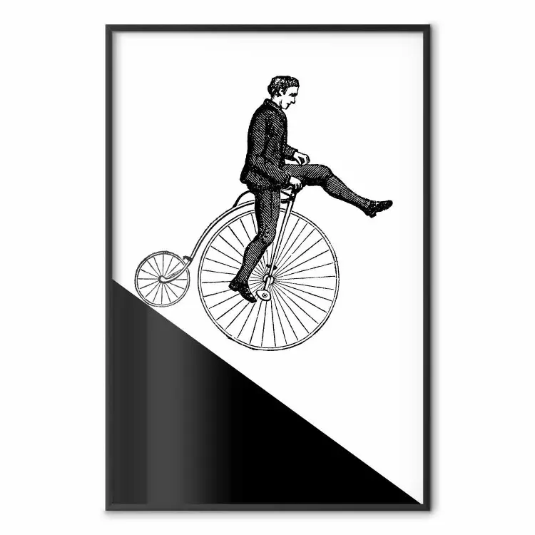 Cycliste - composition en noir et blanc avec un homme sur un monocycle