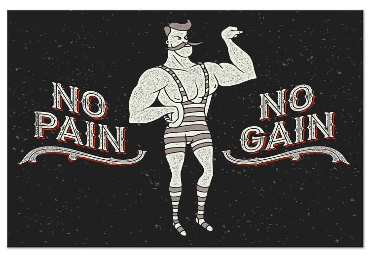 Tableau sur toile No pain no gain (1 pièce) - citation de motivation style vintage