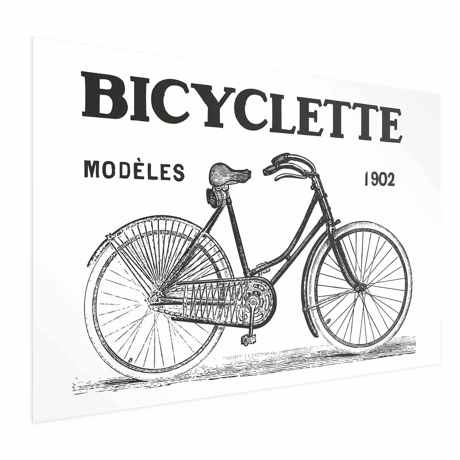 Affiche Vieux vélo composition noir et blanc avec date et