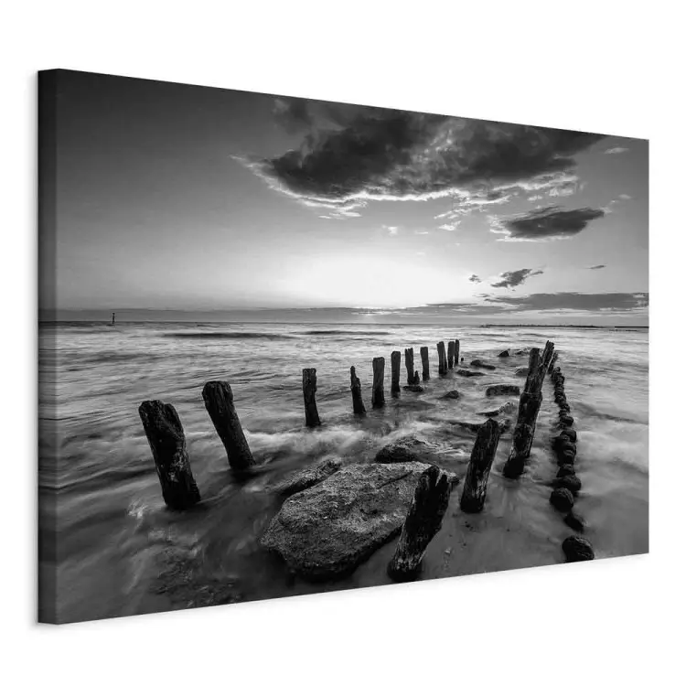 Bruit des vagues - coucher de soleil en noir et blanc