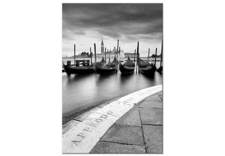 Tableau sur toile Venise et gondoles (1 pièce) - photo en noir et blanc