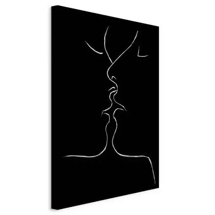 Baiser d'amour - art linéaire en noir et blanc