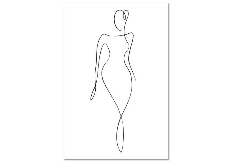 Tableau sur toile Silhouette féminine (1 pièce) - contour en noir et blanc