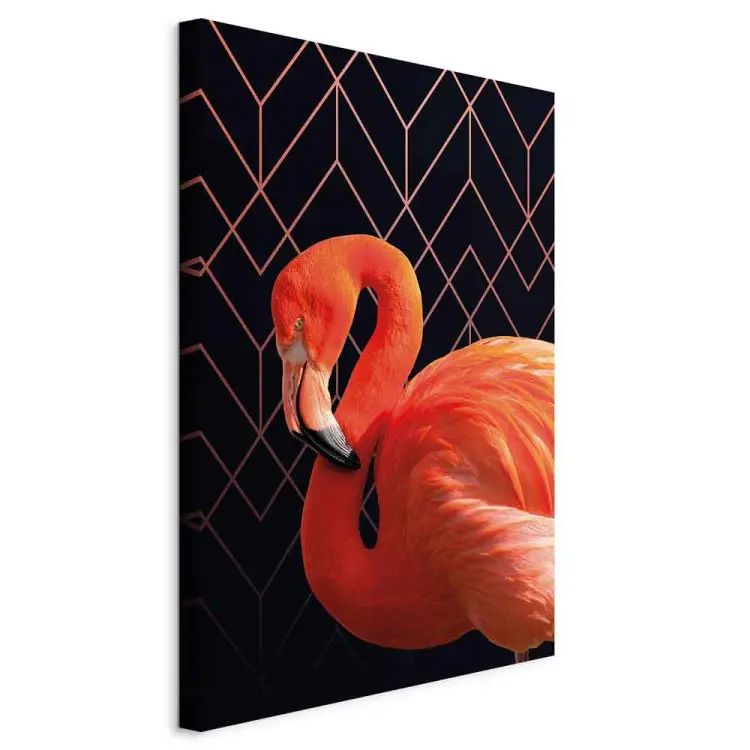 Flamant rose sur fond géométrique - design style éclectique