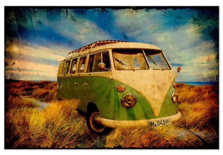 Bus vintage (1 pièce) - voiture de style rétro paysage d'été