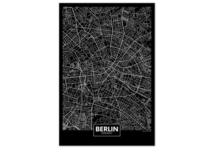 Tableau sur toile Plan de Berlin (1 partie) - carte ville en noir et blanc