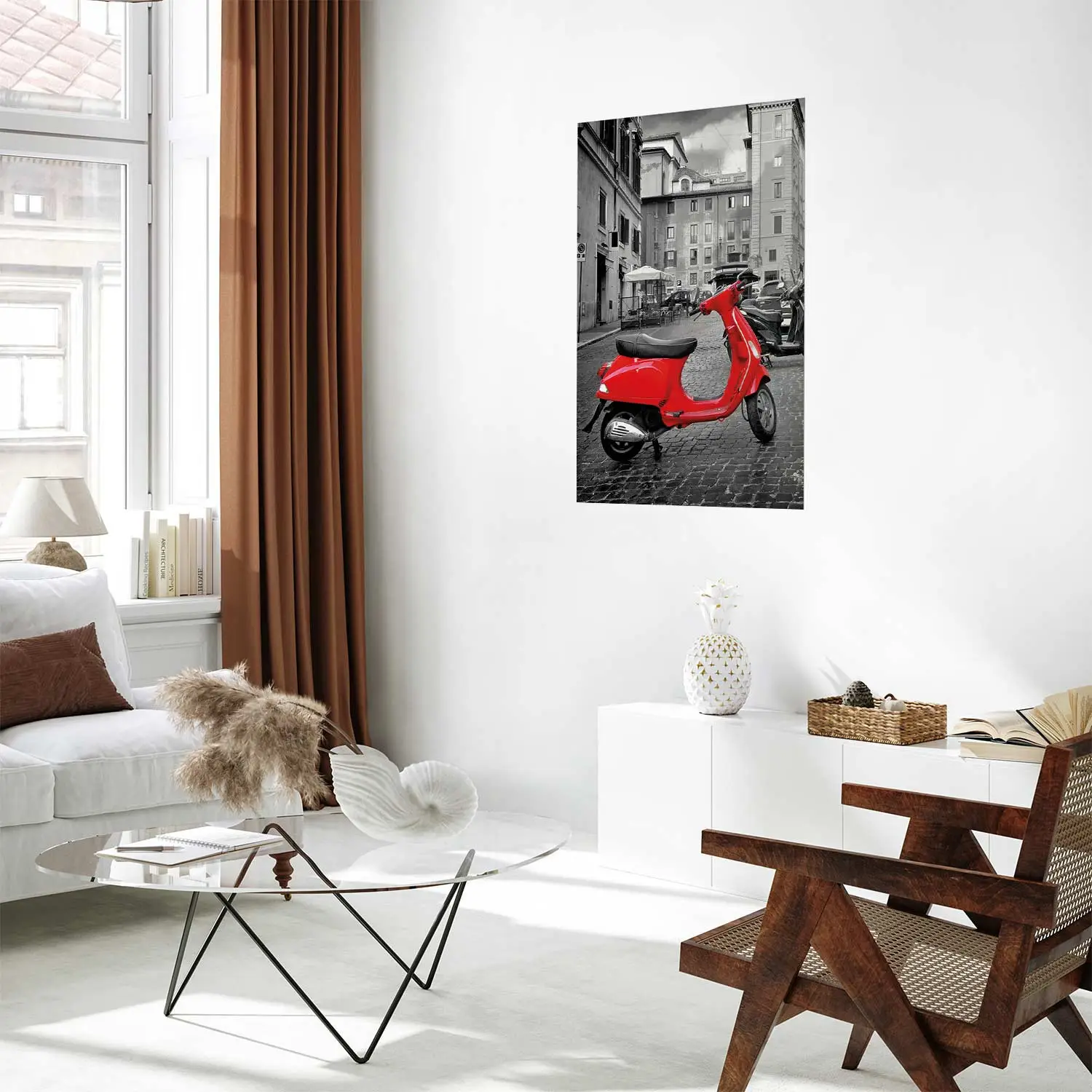 Poster Déco Vélo Vintage Rouge Et Noir - 50x70 Cm, Impression Sur Toile - Décoration Murale Rétro, Sans Cadre