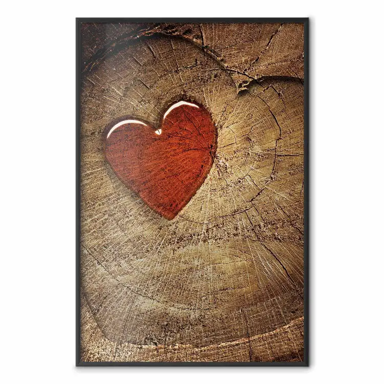 Message - composition romantique avec un cœur rouge sur fond de bois