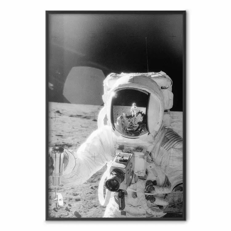 Métier de cosmonaute - homme sur lune en noir et blanc