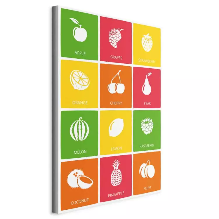 Plateau de fruits - une graphique avec icônes blanches et noms anglais