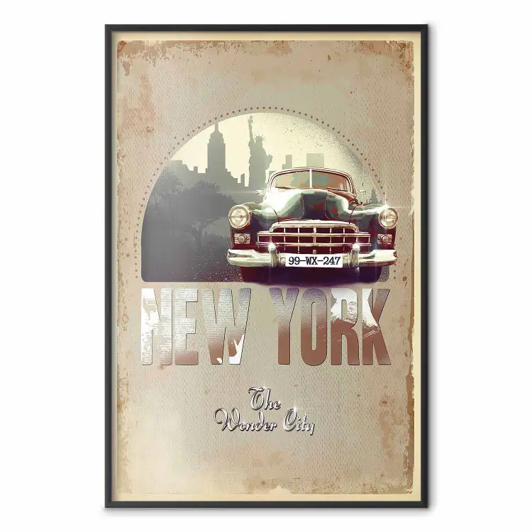 New York - La Ville Merveilleuse - texte et voiture rétro
