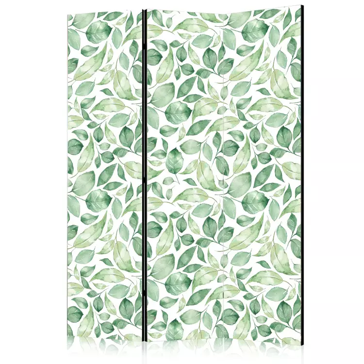 Beauté naturelle (3 panneaux) - motif de feuilles vertes