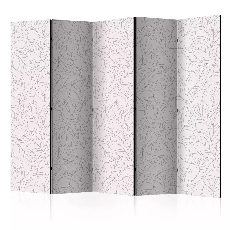 Feuilles incolores II (5 panneaux) - délicates plantes sur fond clair
