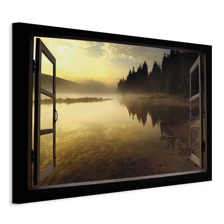 Tableau sur toile Coucher de soleil sur le lac large - bimago.fr