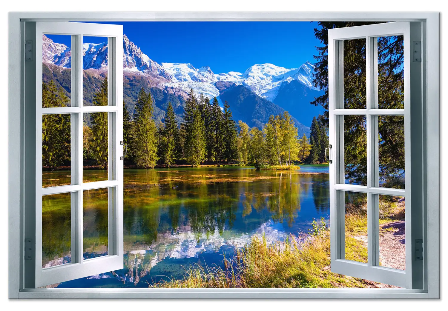 Tableau Mural Toile Grand Format 140x50 Cm – Paysage Montagne Lac – Décoration Moderne