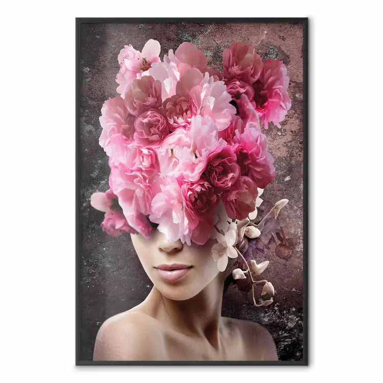 Éveil Printanier - femme abstraite avec plantes sur tête