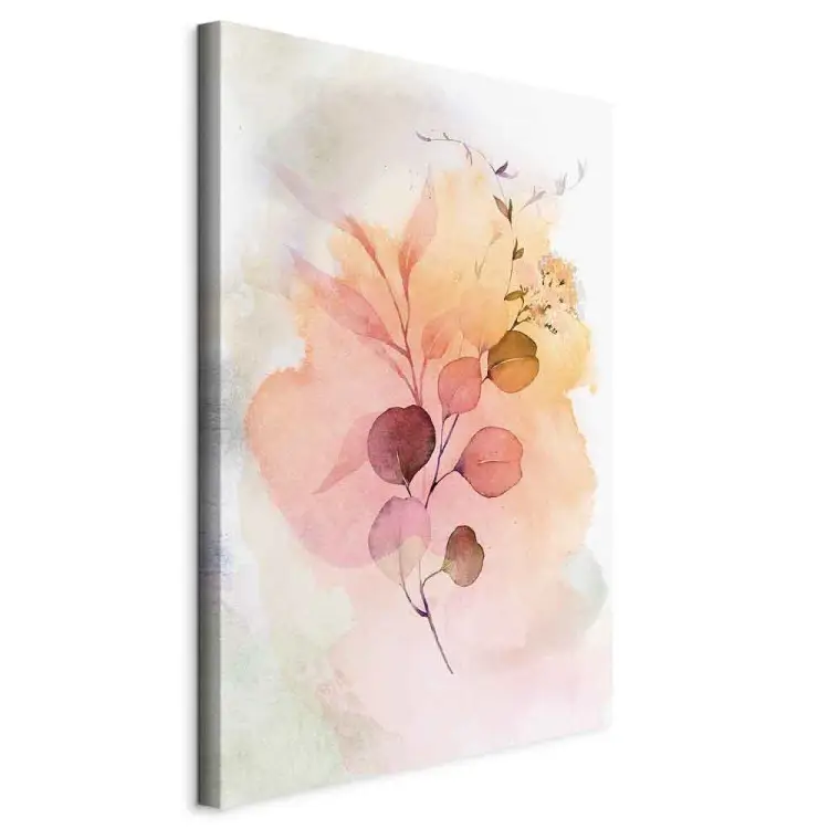 Branche aquarelle vertical - fleur sur fond éclaboussé