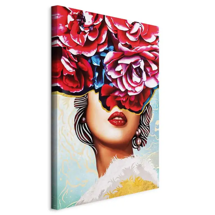 Doux baisers vertical - abstraction femme et fleurs