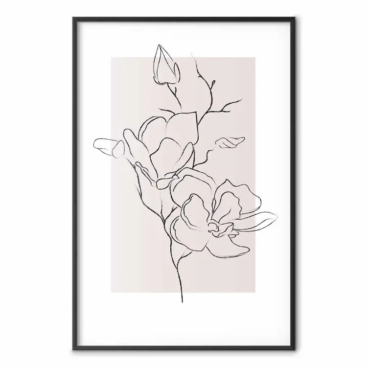 Magnolia Crème - ligne art fleur sur clair