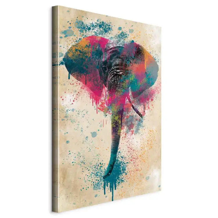 Trompe d'éléphant vertical - éléphant multicolore futuriste