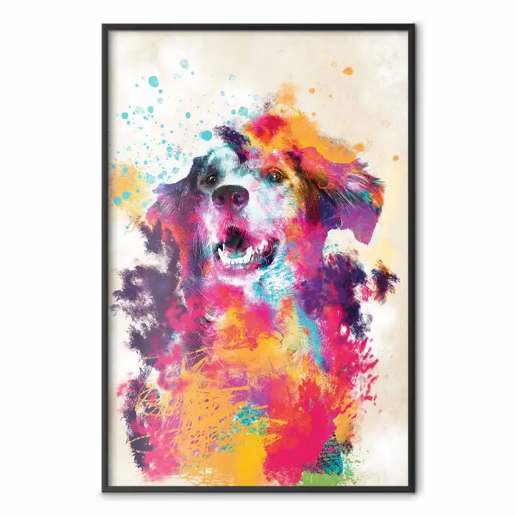 Chien Aquarelle - abstraction colorée unique avec animal domestique
