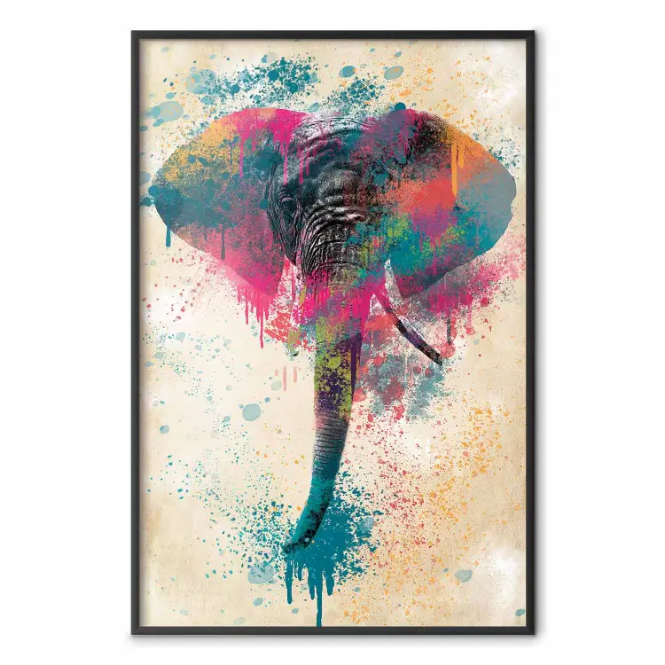 Trompe d'Éléphant - abstraction colorée joyeuse avec animal africain