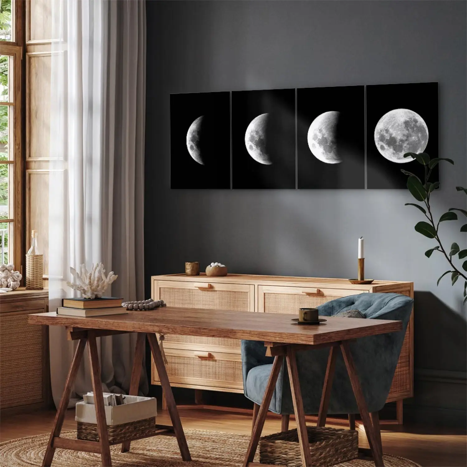 Peinture décorative - Arc-en-ciel et demi-lune - Décoration maison
