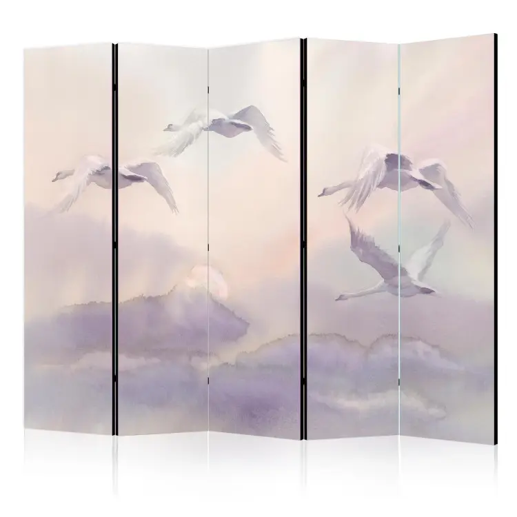 Cygnes volants II - animaux sur fond de ciel clair