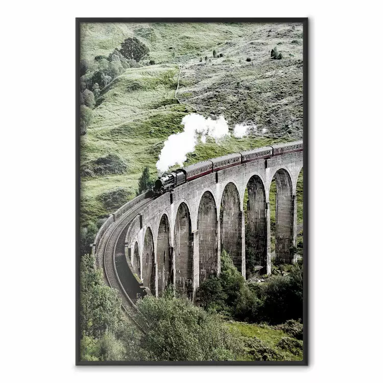 Voyage dans le temps - paysage d'un grand viaduc traversé par un train