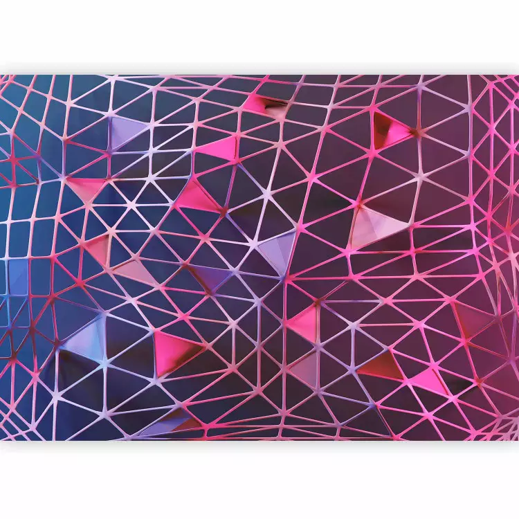 Réseau géométrique - triangle connecté en nuances de violet et rose