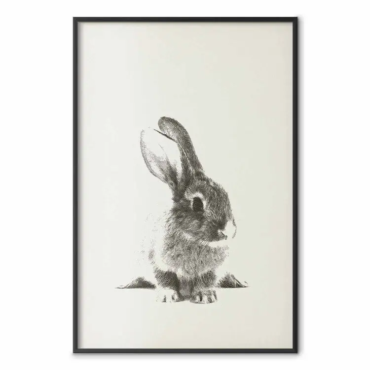 Lapin moelleux - lapin gris sous forme de croquis sur fond uni