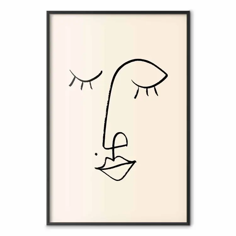 Grain de beauté coquin - line art de visage sur fond clair abstrait