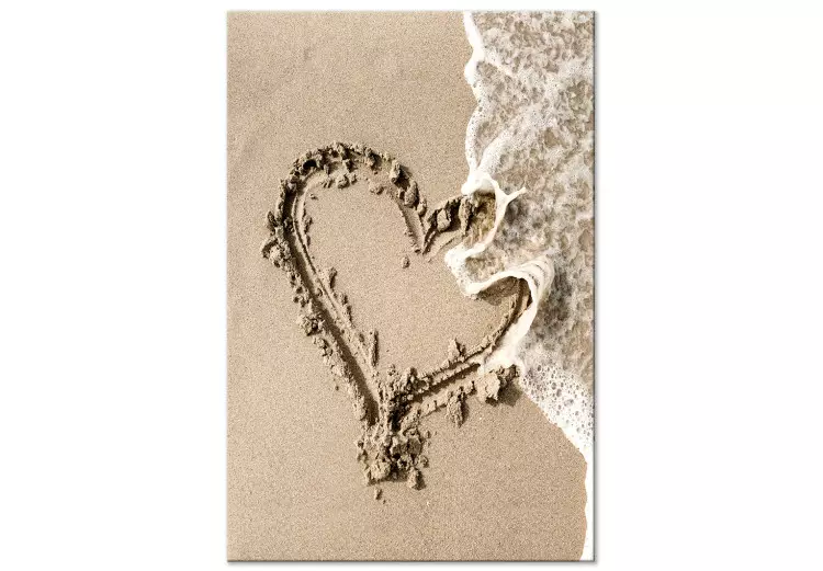 Vague d'Amour (1 partie) vertical - cœur sur laplage de sable