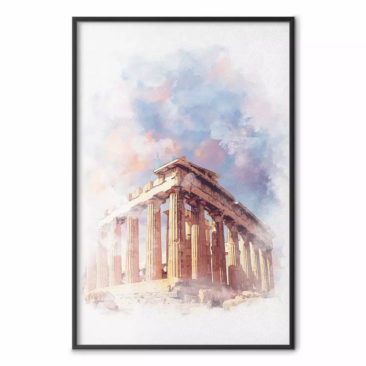 Le Parthénon peint - monument historique à Athènes, aquarelle