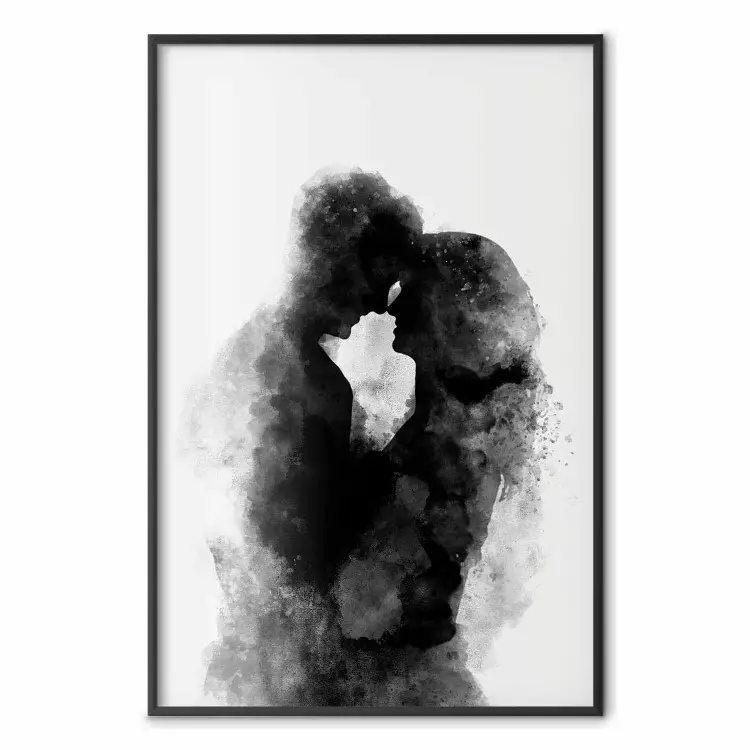 Souvenir d'un baiser - couple noir amoureux dans un style aquarelle